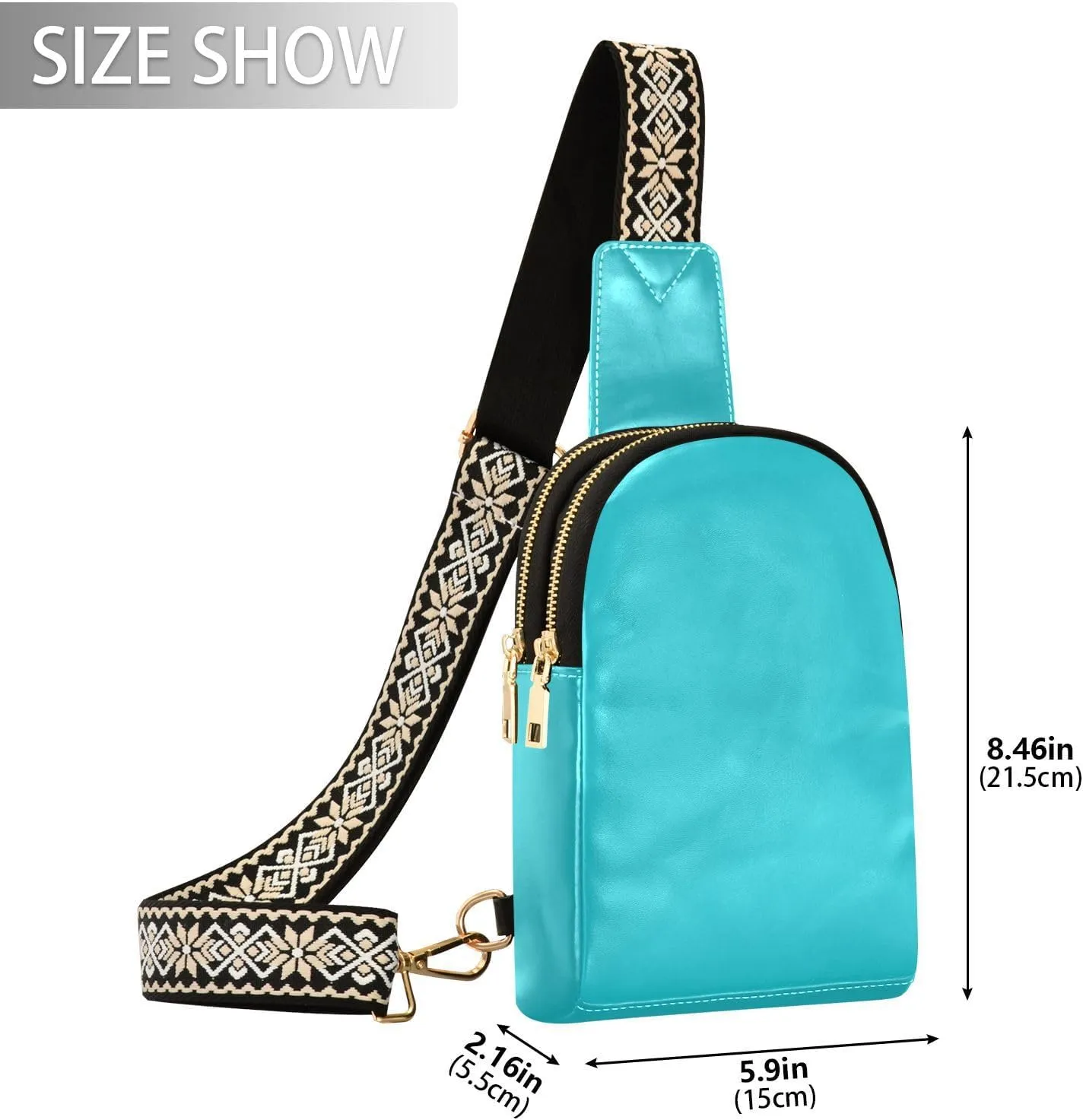 Crossbody Purse Waterproof Chest Bag for Travel Sports Running Hiking Teal Sling Bag for specimen archaic improve sadden Women Men Fanny Packs Small Crossbody Bags for Women Leather Belt Bag 