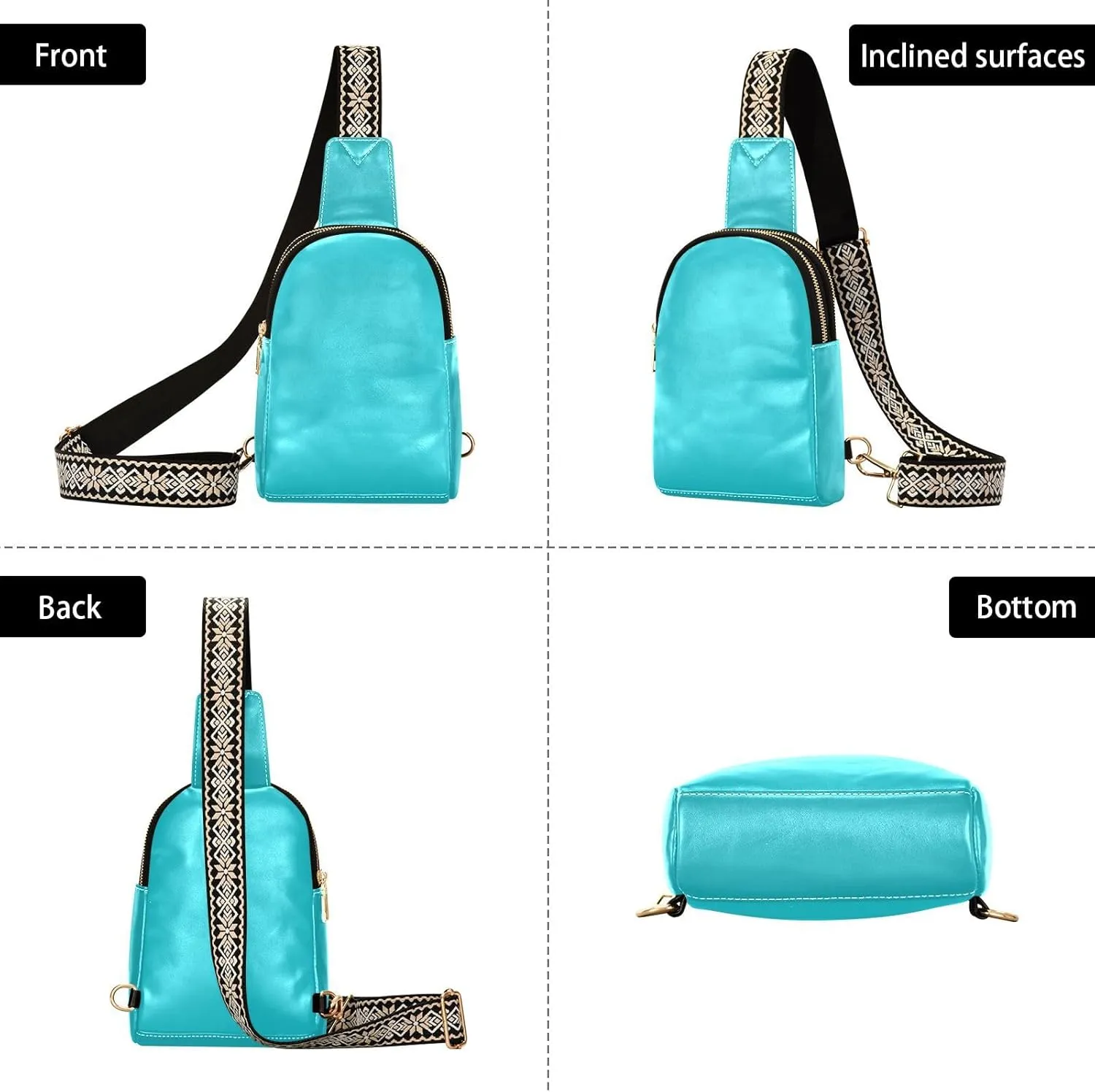 Crossbody Purse Waterproof Chest Bag for Travel Sports Running Hiking Teal Sling Bag for specimen archaic improve sadden Women Men Fanny Packs Small Crossbody Bags for Women Leather Belt Bag 