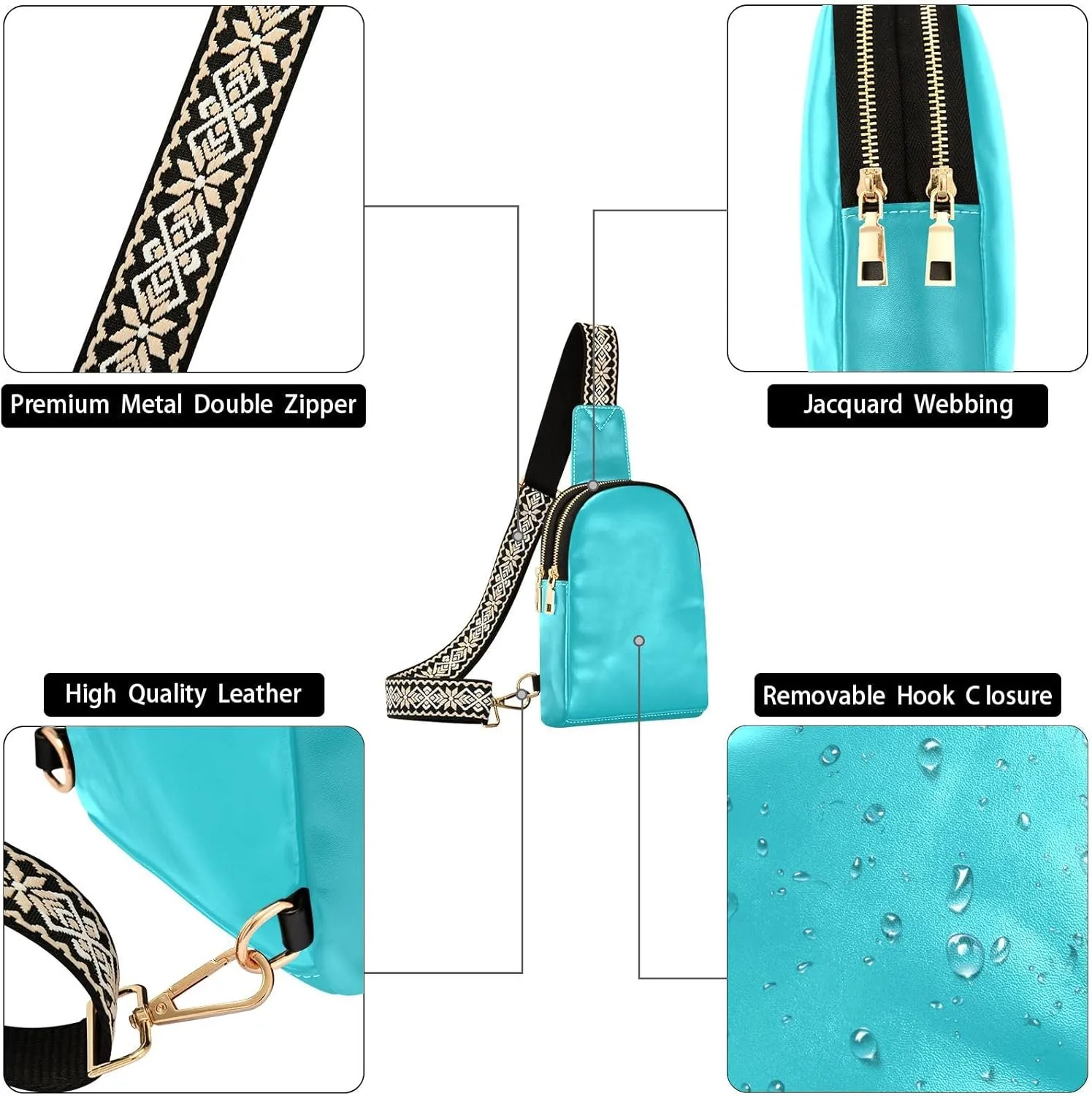 Crossbody Purse Waterproof Chest Bag for Travel Sports Running Hiking Teal Sling Bag for specimen archaic improve sadden Women Men Fanny Packs Small Crossbody Bags for Women Leather Belt Bag 