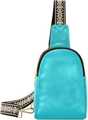 Crossbody Purse Waterproof Chest Bag for Travel Sports Running Hiking Teal Sling Bag for specimen archaic improve sadden Women Men Fanny Packs Small Crossbody Bags for Women Leather Belt Bag 