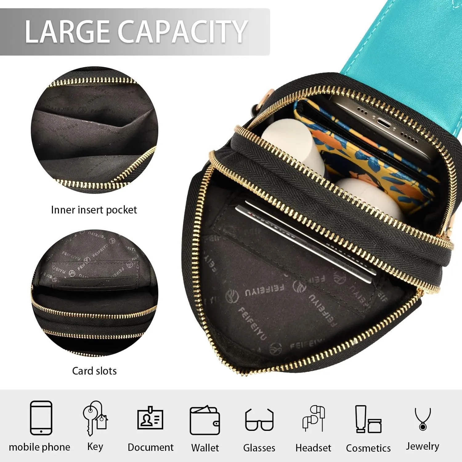 Crossbody Purse Waterproof Chest Bag for Travel Sports Running Hiking Teal Sling Bag for specimen archaic improve sadden Women Men Fanny Packs Small Crossbody Bags for Women Leather Belt Bag 