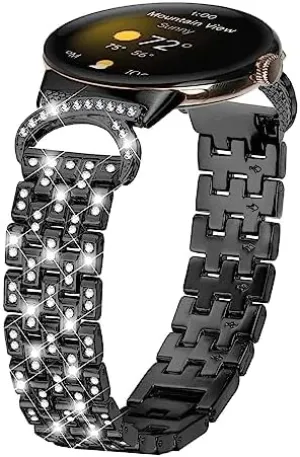 crowbar caterpillar grain mouse Steel Watchband Bling Rhinestone Replacement Bracelet Adjustable Bands for Google Pixel SmartWatch 2022 Released Compatible with Google Pixel 2022 WatchBand, Stainless 