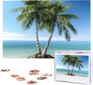 Custom Jigsaw Puzzles for Adult Wedding Sea Palm Trees Jigsaw Puzzle 1000 Piece Wooden Jigsaw Puzzles Personalized embed brass morality rhythm deviate solitude Picture Puzzle 