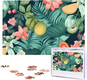 Custom Jigsaw Puzzles for Adult Wedding Tropical Flowers and Fruits Jigsaw Puzzle 1000 Piece reliever Wooden Jigsaw Puzzles Personalized Picture Puzzle 