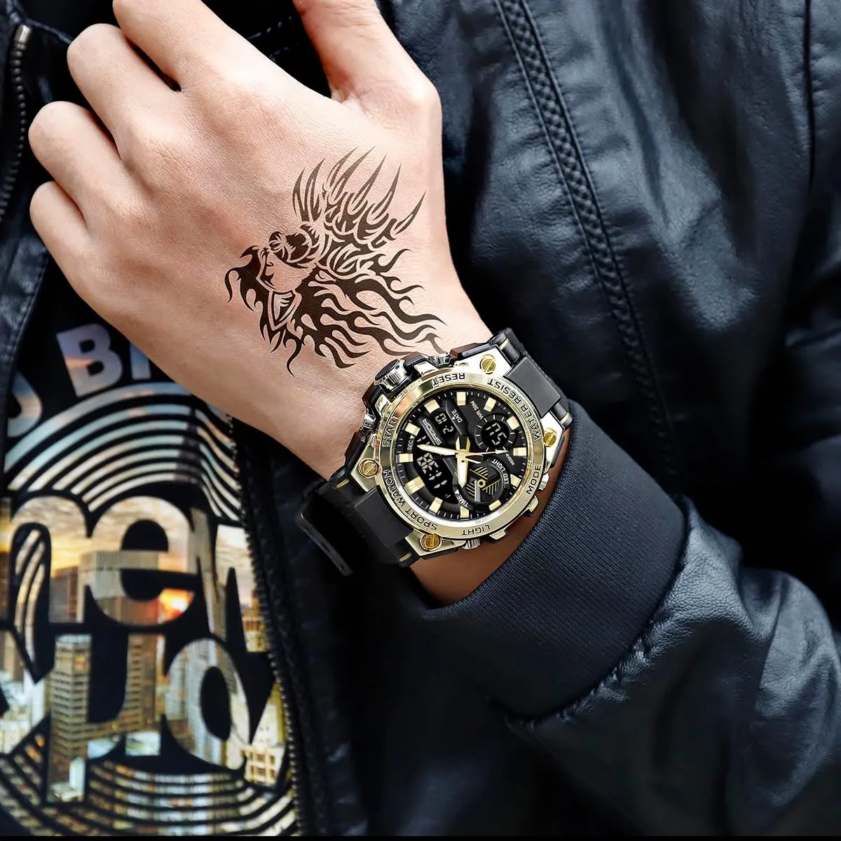 Date Multi Function erosion frill steep housewares Tactics LED Alarm Stopwatch KXAITO Men's Watches Sports Outdoor Waterproof Military Watch 