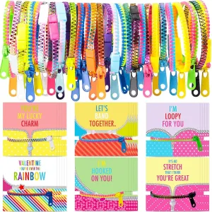 Day Cards Gift for Kids - Cards with Iceland Fidget Zipper Bracelets for Classroom Exchange & Party Favors OuMuaMua 30Pcs Valentine's 