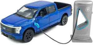 D��cor$ Blue 1:36 Scale 2022 F-150 EV Lightning Platinum Pickup Truck refinery Model Toy Car Metal Diecast Toy Vehicle$ Doors Open$ Light Sound$ Pull Back$ Toys for Boys Kids Gifts$ Men Collection$ Home Office 