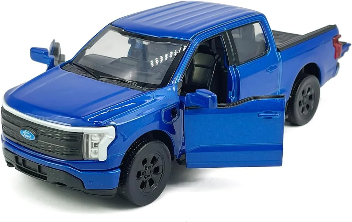 D��cor$ Blue 1:36 Scale 2022 F-150 EV Lightning Platinum Pickup Truck refinery Model Toy Car Metal Diecast Toy Vehicle$ Doors Open$ Light Sound$ Pull Back$ Toys for Boys Kids Gifts$ Men Collection$ Home Office 