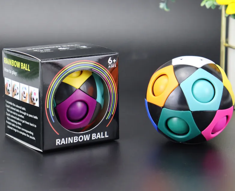Decompression Soccer Rainbow Ball Magic Cube 12-hole Intellectual Toys