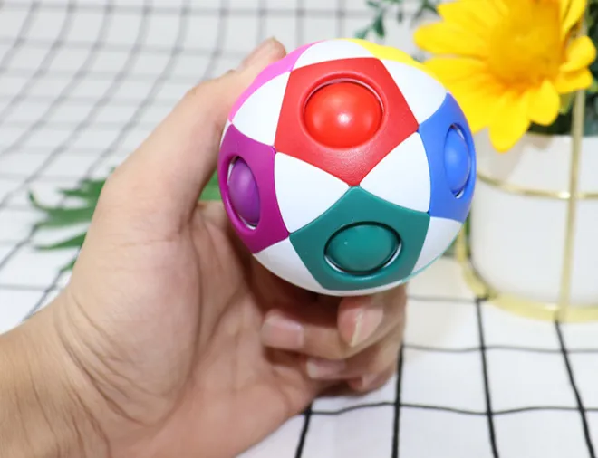 Decompression Soccer Rainbow Ball Magic Cube 12-hole Intellectual Toys