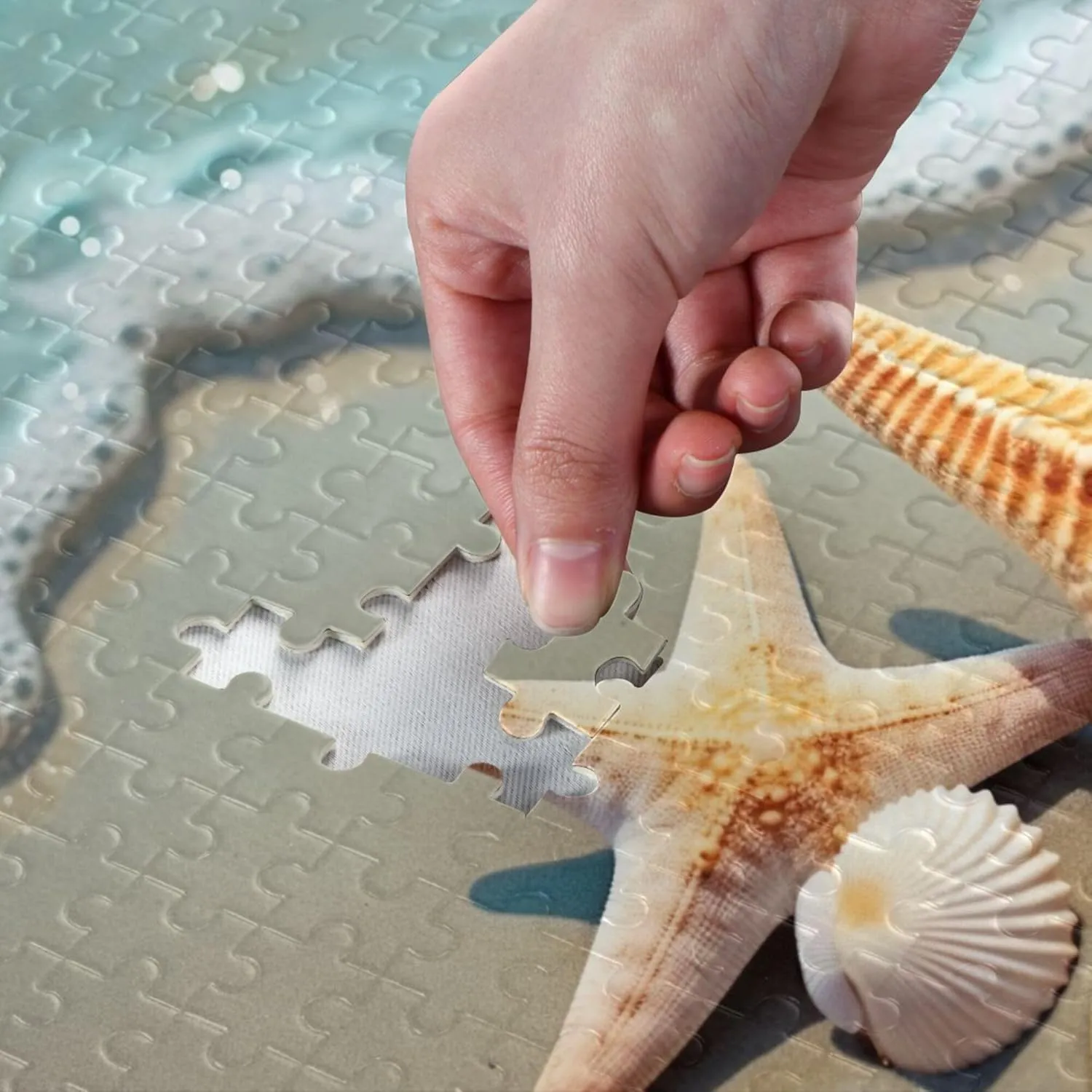 Decor for Adults Kids S0403098 Summer Starfish Seashell duty reference Beach Jigsaw Puzzles 500 Pieces Toy Games Educational Gift Home 