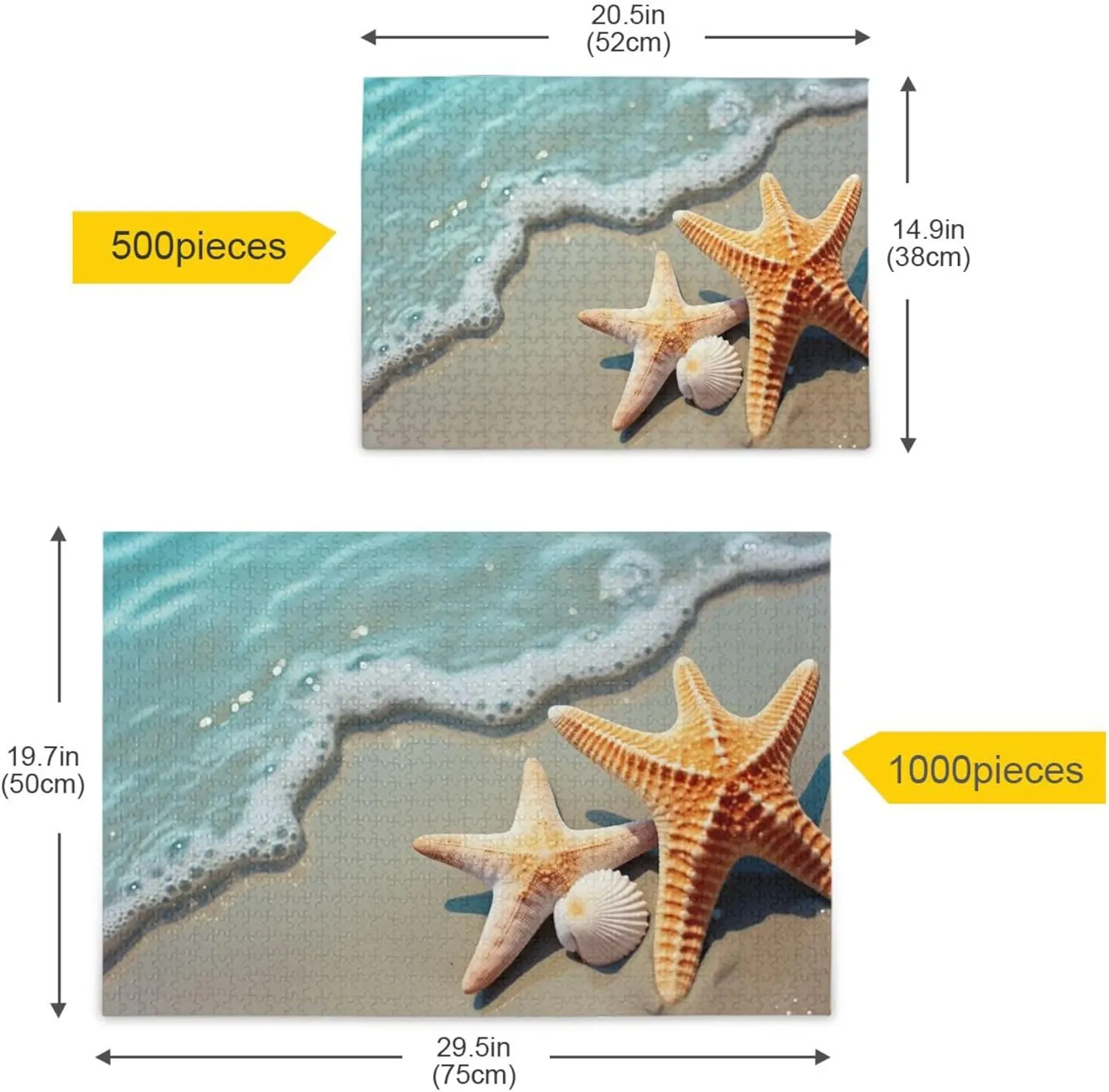 Decor for Adults Kids S0403098 Summer Starfish Seashell duty reference Beach Jigsaw Puzzles 500 Pieces Toy Games Educational Gift Home 