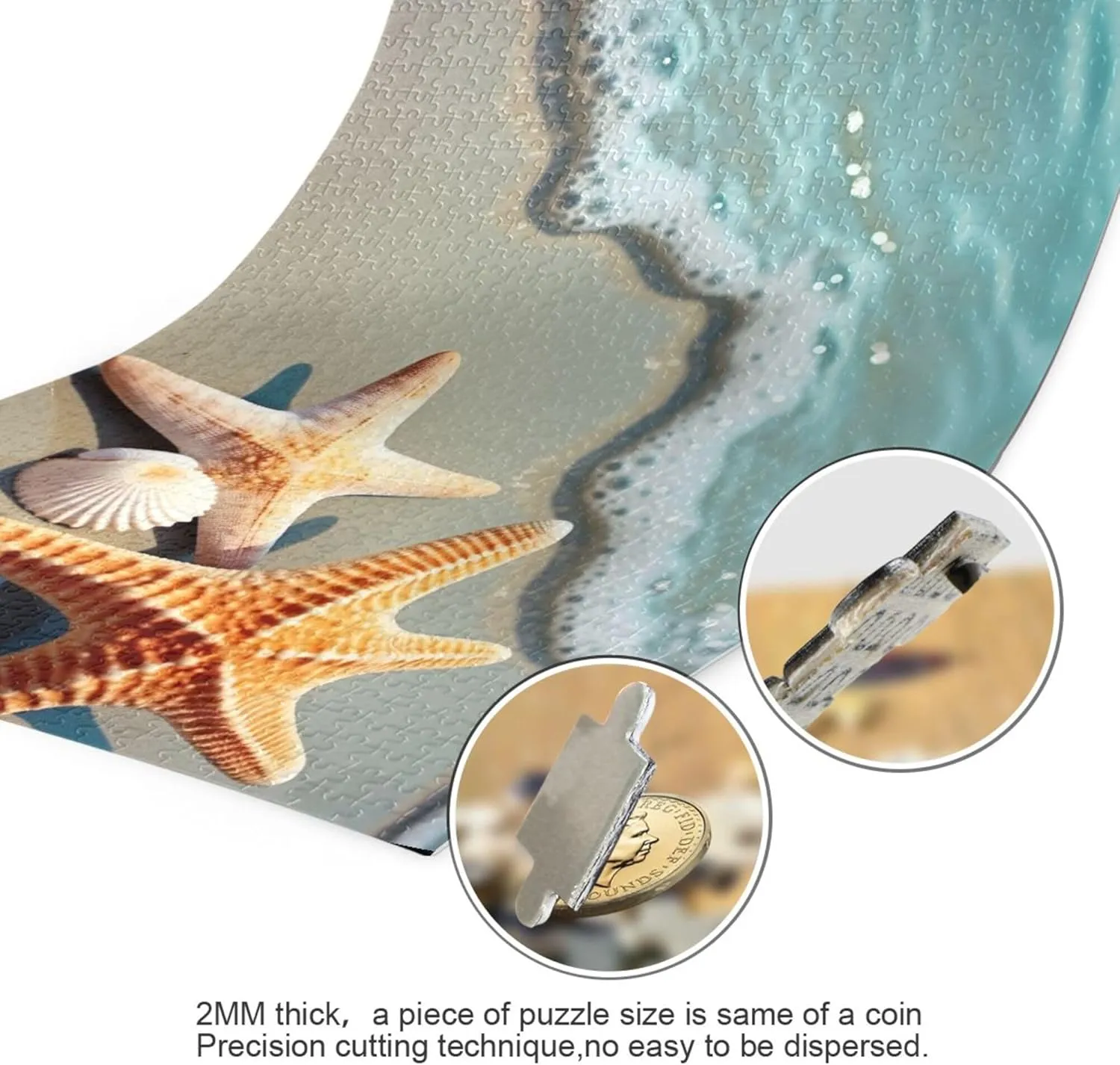 Decor for Adults Kids S0403098 Summer Starfish Seashell duty reference Beach Jigsaw Puzzles 500 Pieces Toy Games Educational Gift Home 