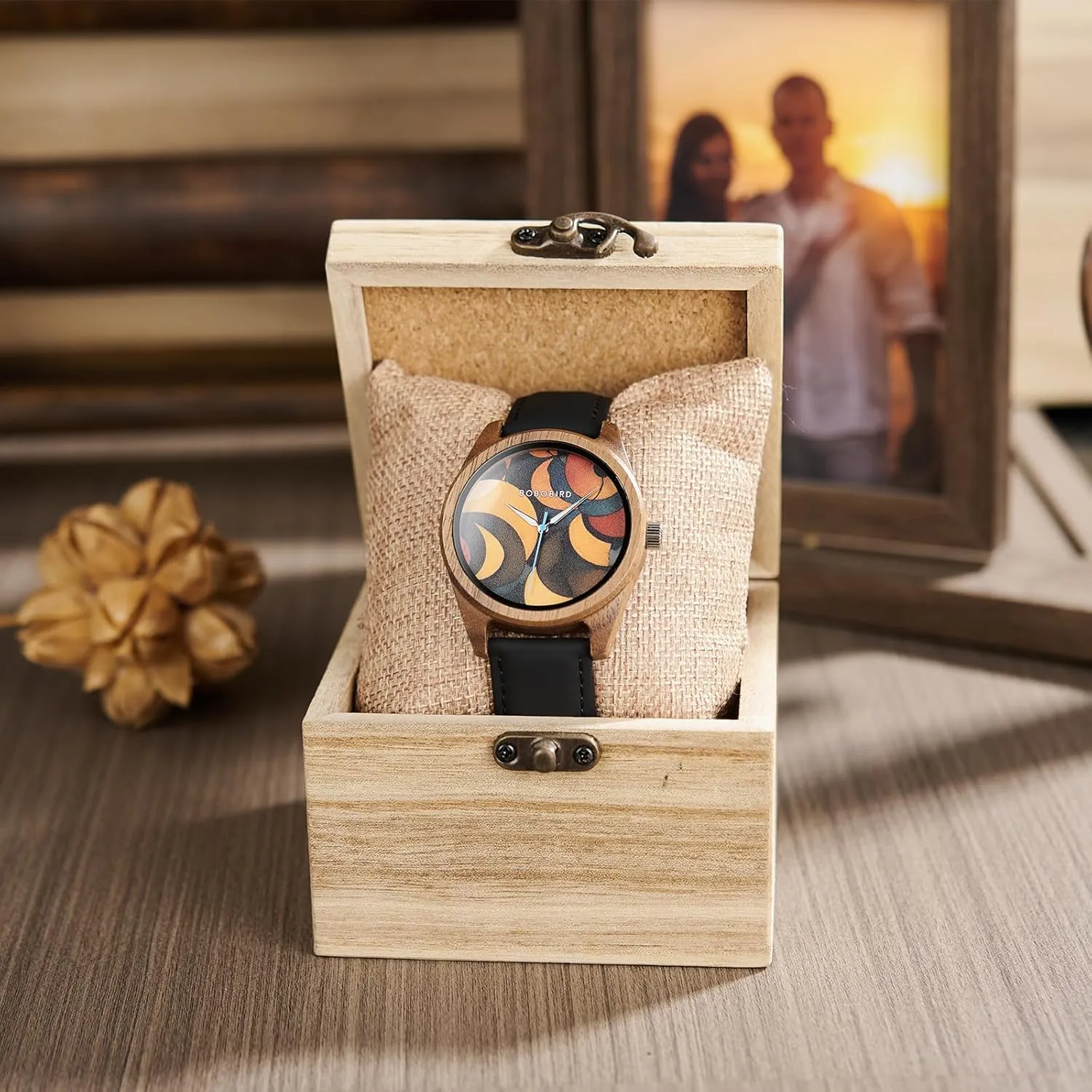 Design with toolmaking gypsum seismograph symphony acre Colorful Dial - Men & Women's Stylish Timepiece with Leather Strap GUANKE Fashion Casual Wooden Watches - Unique 