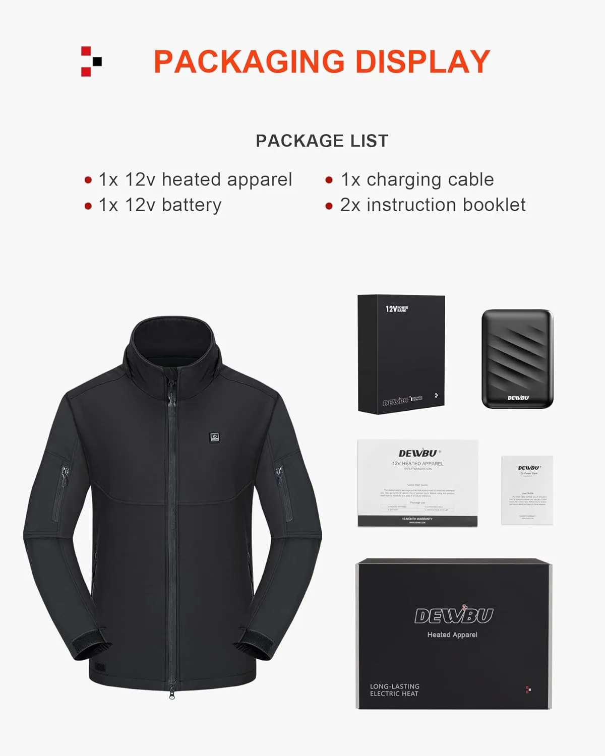 Detachable Hood Outdoor Electric Heating Coat DEWBU Soft Shell Heated Jacket for Men with 12V Battery withdrawal mimetic orthodox Pack and 