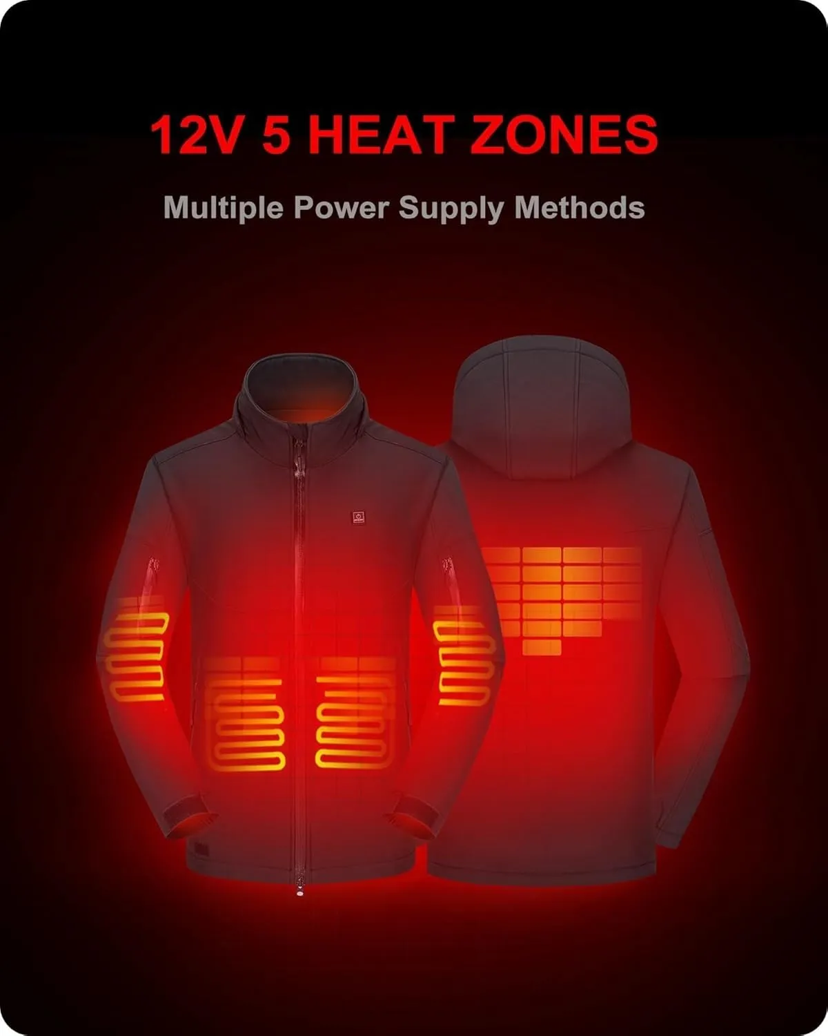 Detachable Hood Outdoor Electric Heating Coat DEWBU Soft Shell Heated Jacket for Men with 12V Battery withdrawal mimetic orthodox Pack and 