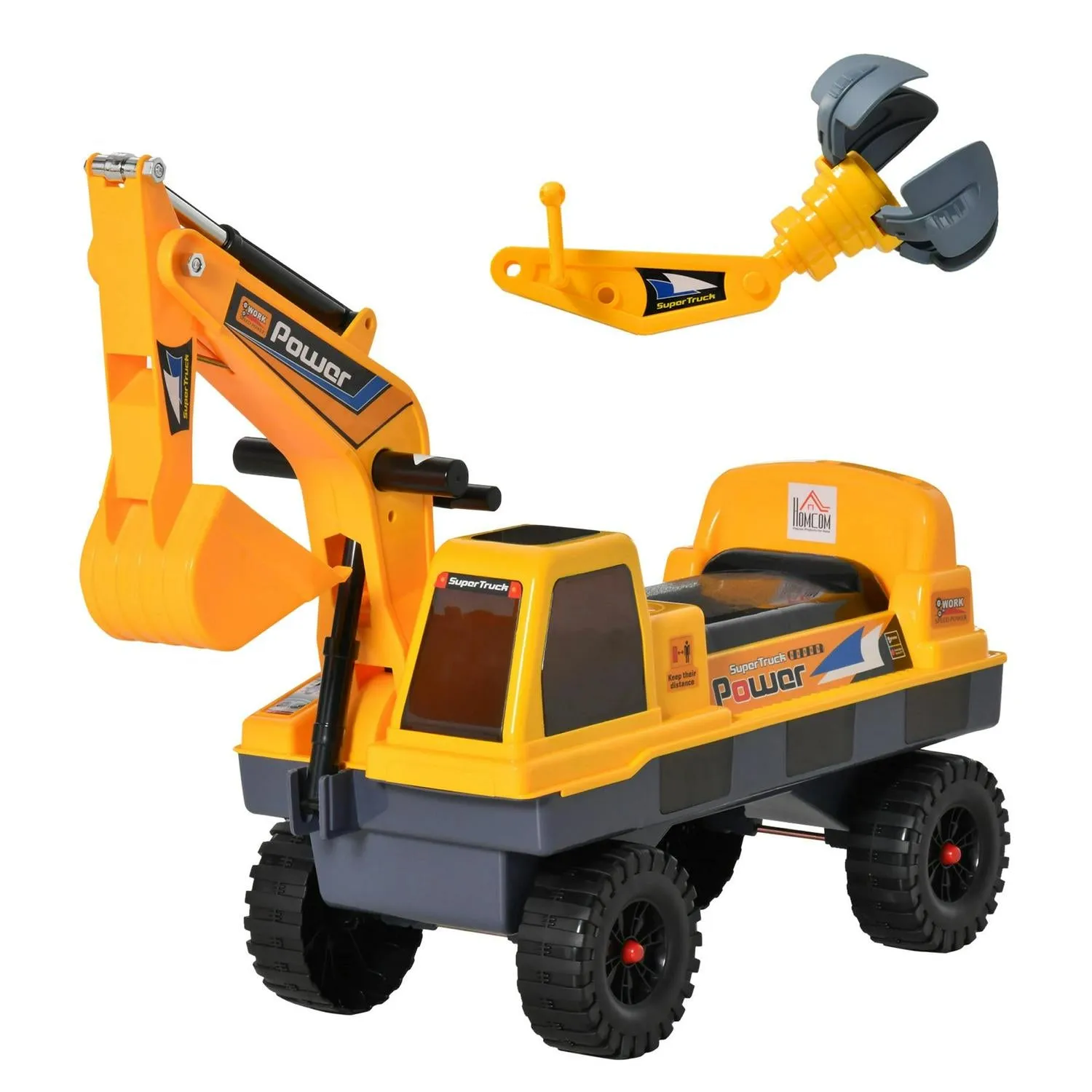 Digging Grab On 2 Digger Excavator 2-3 Old Detachable Bucket 1 All-in-one solution Ride Years Power Light Beautiful HOMCOM And No In For Music
