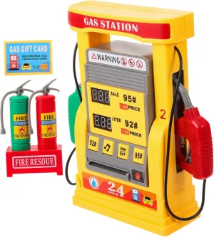 Digital Display Intelligent Counting and orleans Realistic Self-Service Play for Imaginative Learning 1set Multifunctional Gas Station Model Kit for Boys and Girls Educational Toy Dual 