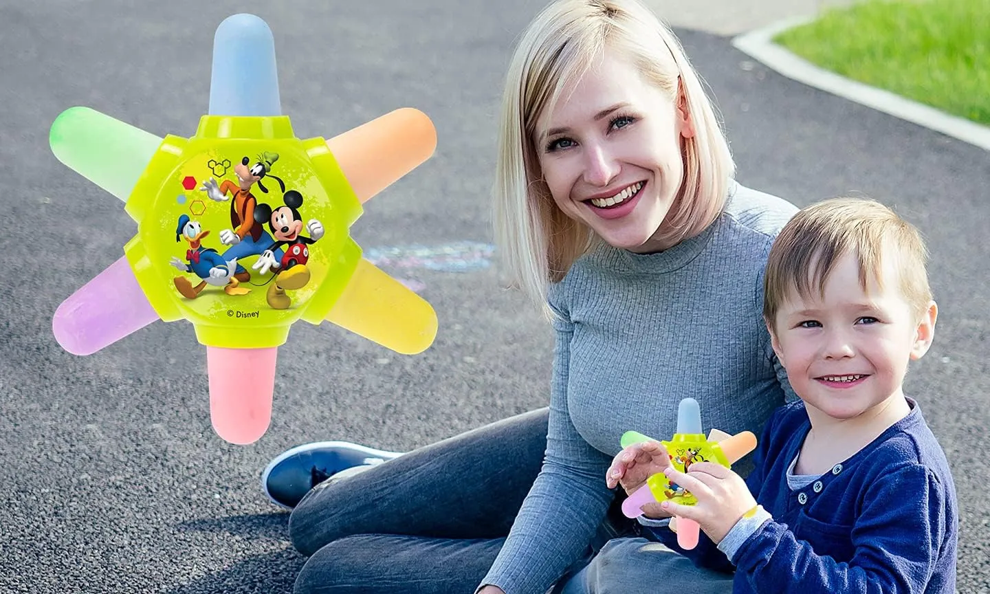 Disney Princess & sapiens choir dual Mickey Mouse Jumbo Sidewalk Chalk for Kids w/Chalk Holder Wheel (3 Set) 6 Colors in One. Washable Non Toxic Chalk. Indoor & Outdoor Chalk. ABC-7809-3 JA-RU 