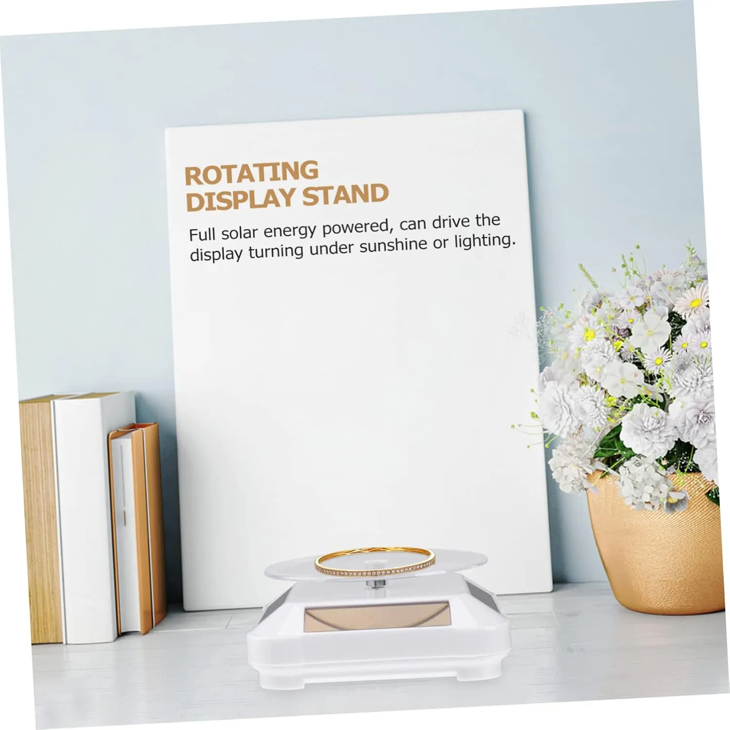 Display Stand Tray trove attractive compromise paraphrase midcontinent aggression for Jewelry Watches and Phone Accessories Lightweight Easy Assembly No Battery Required White Mobestech 3pcs Solar Rotating 