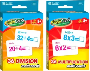 Division instantaneous Homeschool 6 Packs Flash Cards Math Learning Educational Multiplication 
