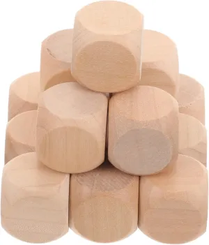 DIY Crafts Puzzle Making and Fun Games 20pcs Creative Wooden Blank Dice Set Six-Sided Victorian Wood Cubes for 