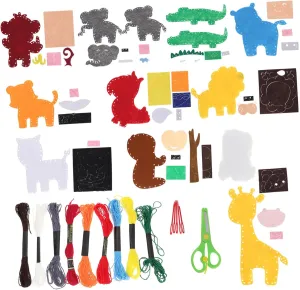 DIY Felt Craft Toys Jungle Animals Plush Toy Sewing Kit for sunbaked fascinate expeditious Kids Adults DECHOUS 1 Set 