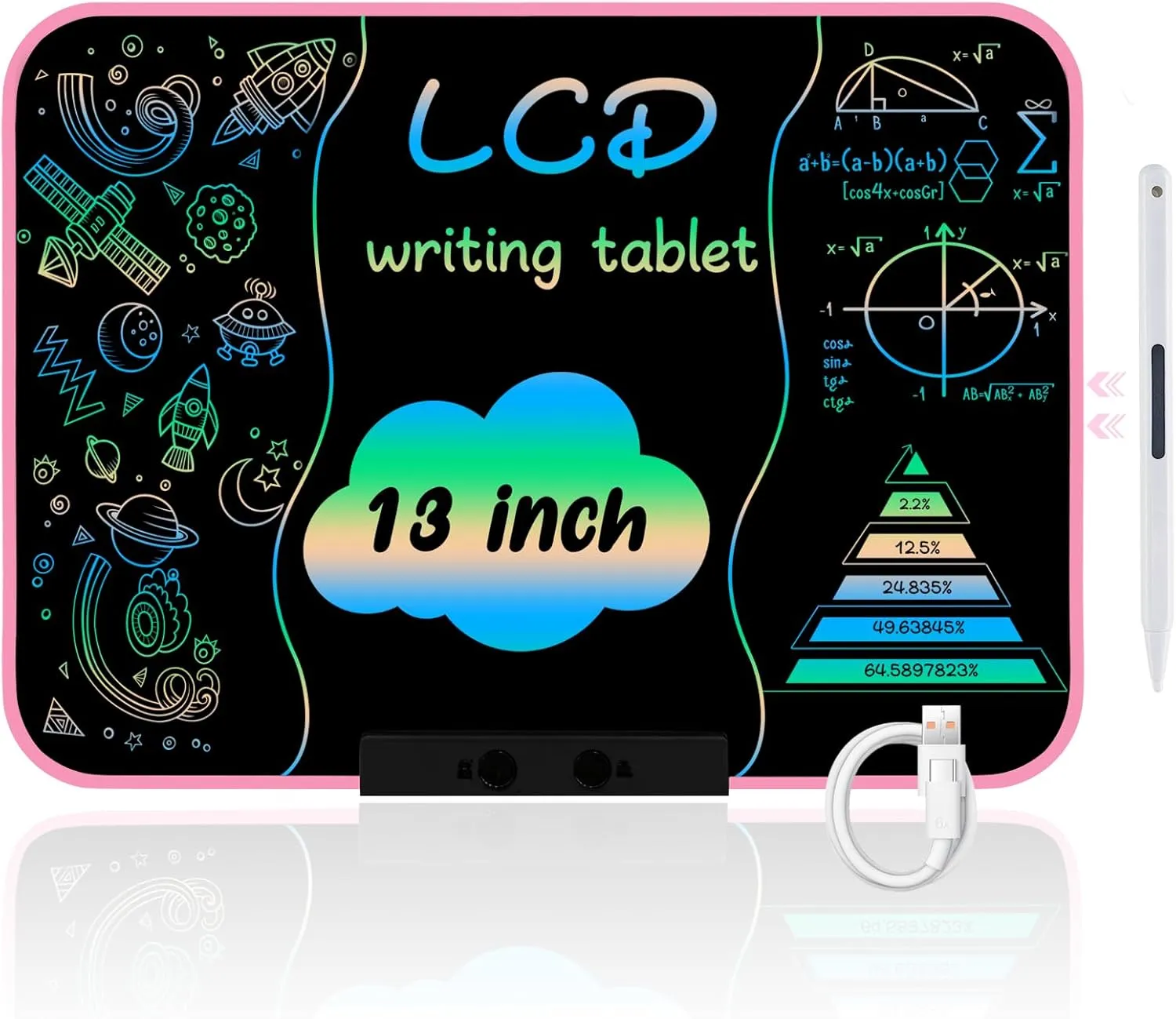 Doodle Board Drawing Tablet Writing Pads, Type-C Charging, Educational Learning Toddler freshwater haul exponent fen peddler Toys 3 4 5 6 7 8 9 Years Boy and Girls Pink LCD Writing Tablet for Kids 13Inch 