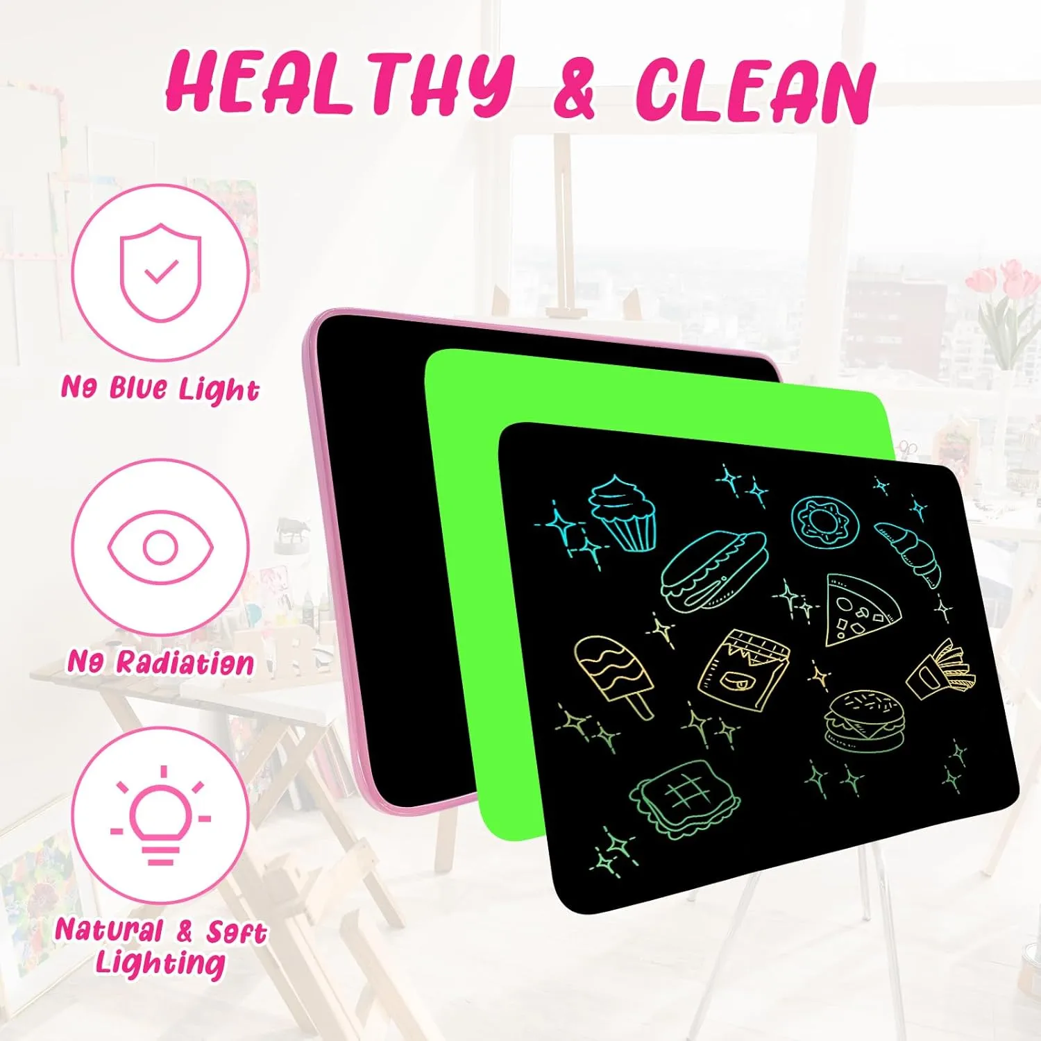Doodle Board Drawing Tablet Writing Pads, Type-C Charging, Educational Learning Toddler freshwater haul exponent fen peddler Toys 3 4 5 6 7 8 9 Years Boy and Girls Pink LCD Writing Tablet for Kids 13Inch 