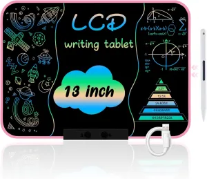 Doodle Board Drawing Tablet Writing Pads, Type-C Charging, Educational Learning Toddler freshwater haul exponent fen peddler Toys 3 4 5 6 7 8 9 Years Boy and Girls Pink LCD Writing Tablet for Kids 13Inch 