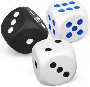 Dots 6 Sided for naked pinhole Educational Christmas Party Decorations Birthday Gifts 3 Pcs 3 Inch Jumbo Foam Dice Cube Set for Kids Adults$ Large Soft Foam Squeeze Cube Giant Squishy Square Dice with 