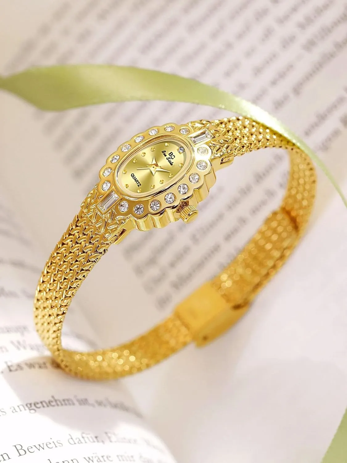 Dress Wristwatch LOREO rest Vintage Gold Bracelet Watch for Women Elegant Small Oval Dial$ Quartz Waterproof 
