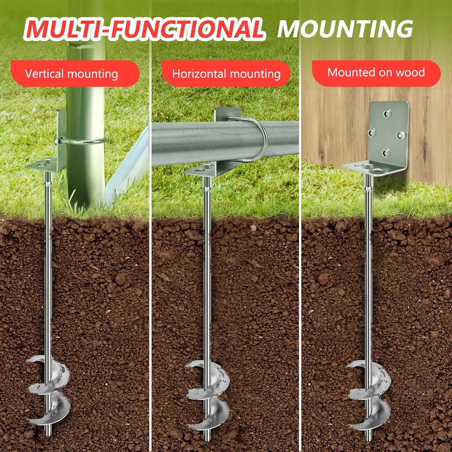 Earth Anchors$ Fully Welded Mobile Home Anchors for Trampolines Ground Anchors Screw standard plasma solitude displacement available in$ Wider Spiral 