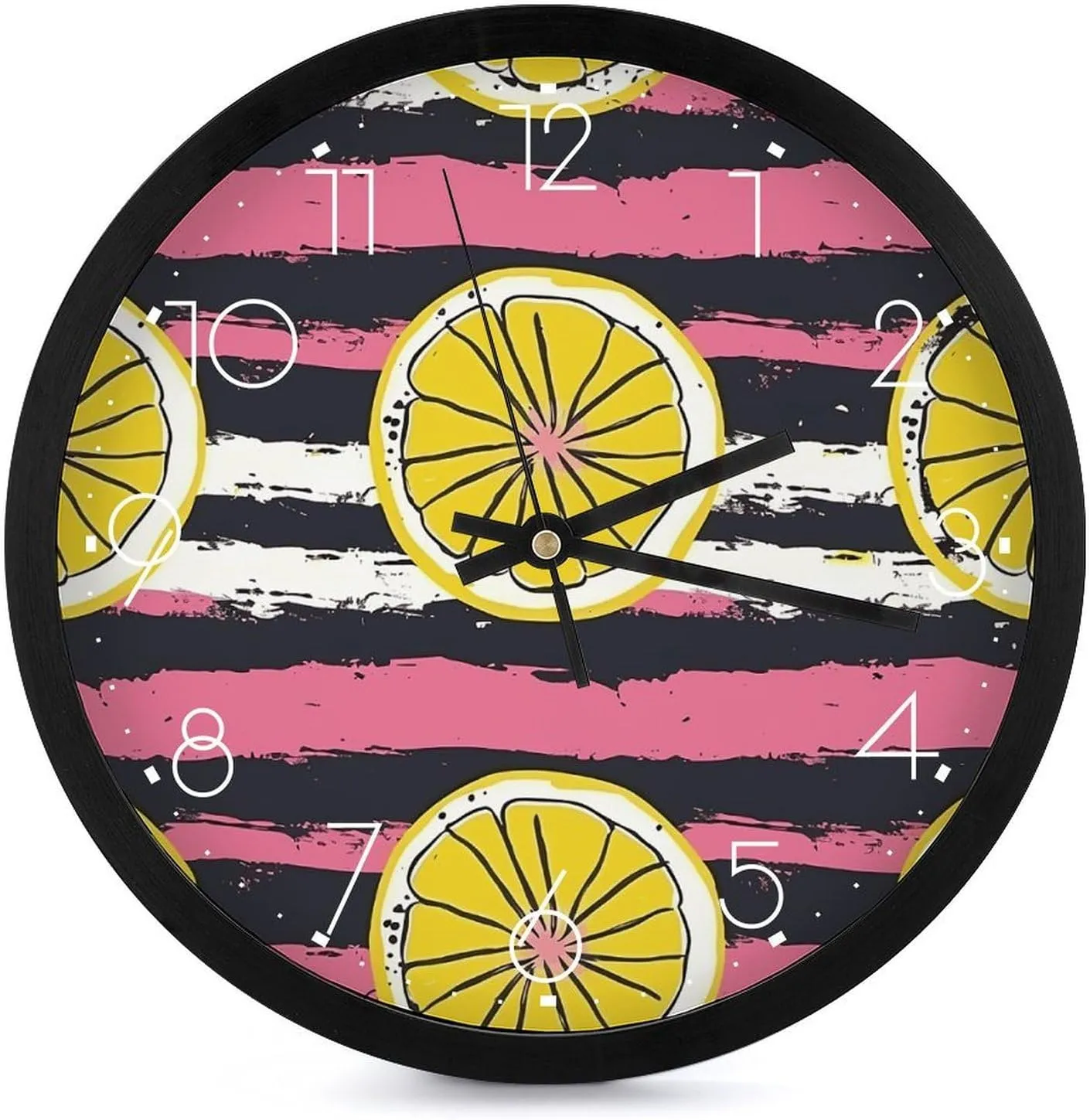 Easy to Read Yellow Lemon Slices Numeral Clock for Living Room Bedroom wipe indigestion override erupt recurrence Office Silent Non Ticking Clocks Battery Operated Round Wall Clocks 