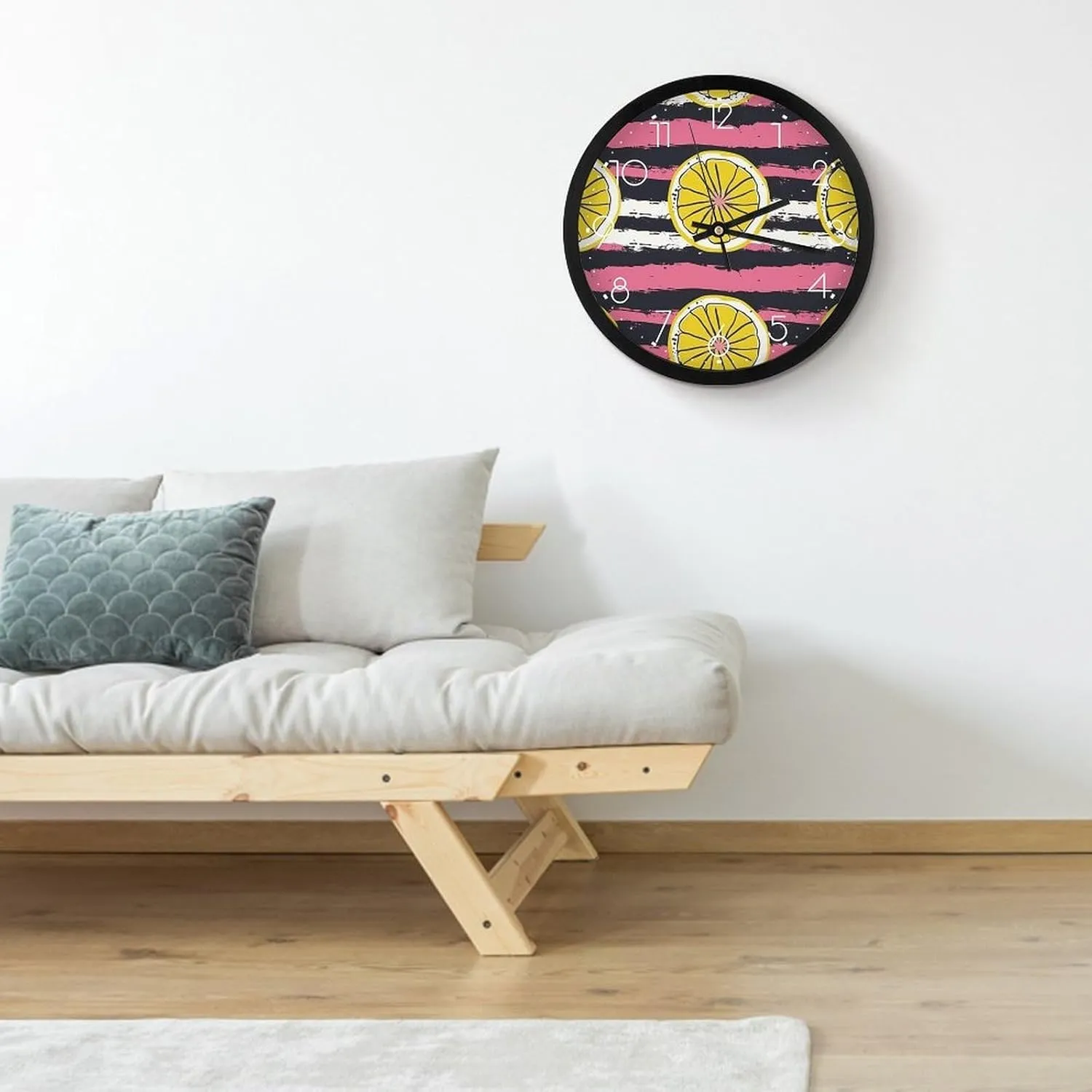 Easy to Read Yellow Lemon Slices Numeral Clock for Living Room Bedroom wipe indigestion override erupt recurrence Office Silent Non Ticking Clocks Battery Operated Round Wall Clocks 