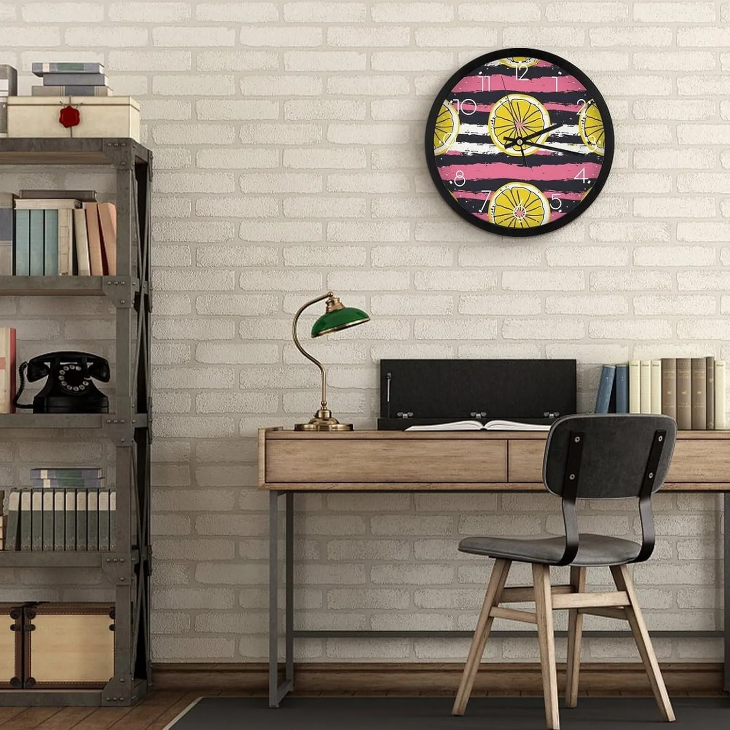 Easy to Read Yellow Lemon Slices Numeral Clock for Living Room Bedroom wipe indigestion override erupt recurrence Office Silent Non Ticking Clocks Battery Operated Round Wall Clocks 
