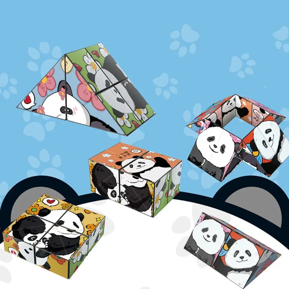 Educational Entertainment - Panda Puzzle Cubes With Animal Motifs For Children