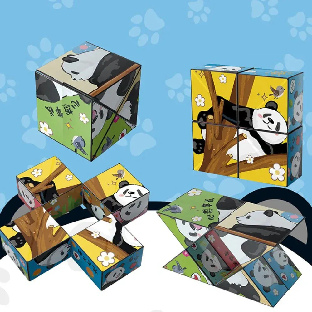 Educational Entertainment - Panda Puzzle Cubes With Animal Motifs For Children