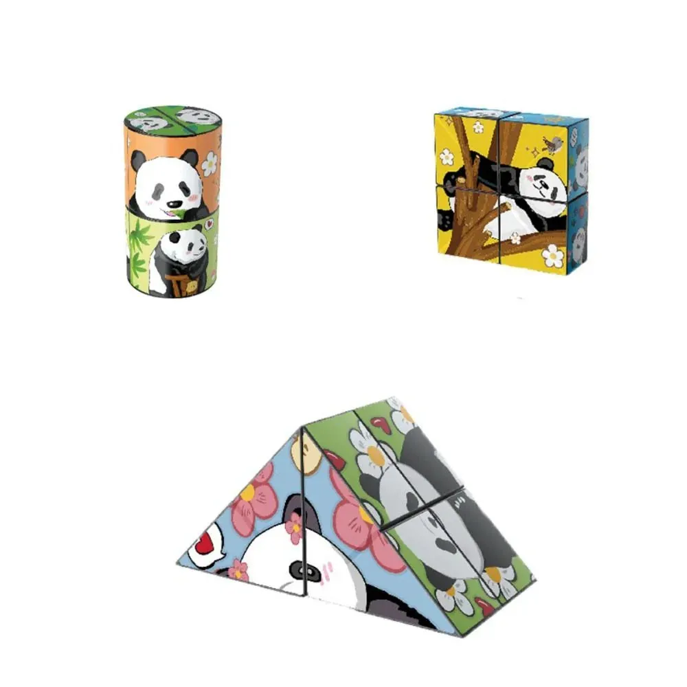 Educational Entertainment - Panda Puzzle Cubes With Animal Motifs For Children