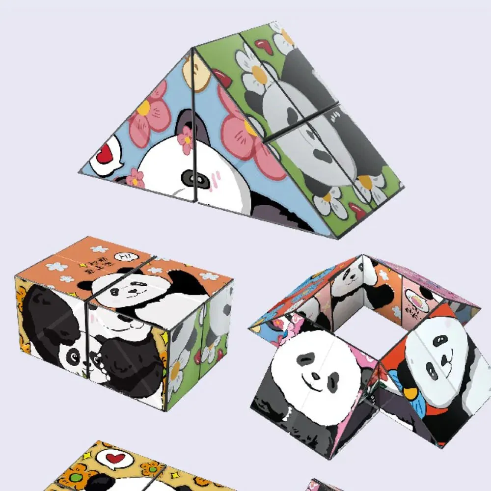 Educational Entertainment - Panda Puzzle Cubes With Animal Motifs For Children