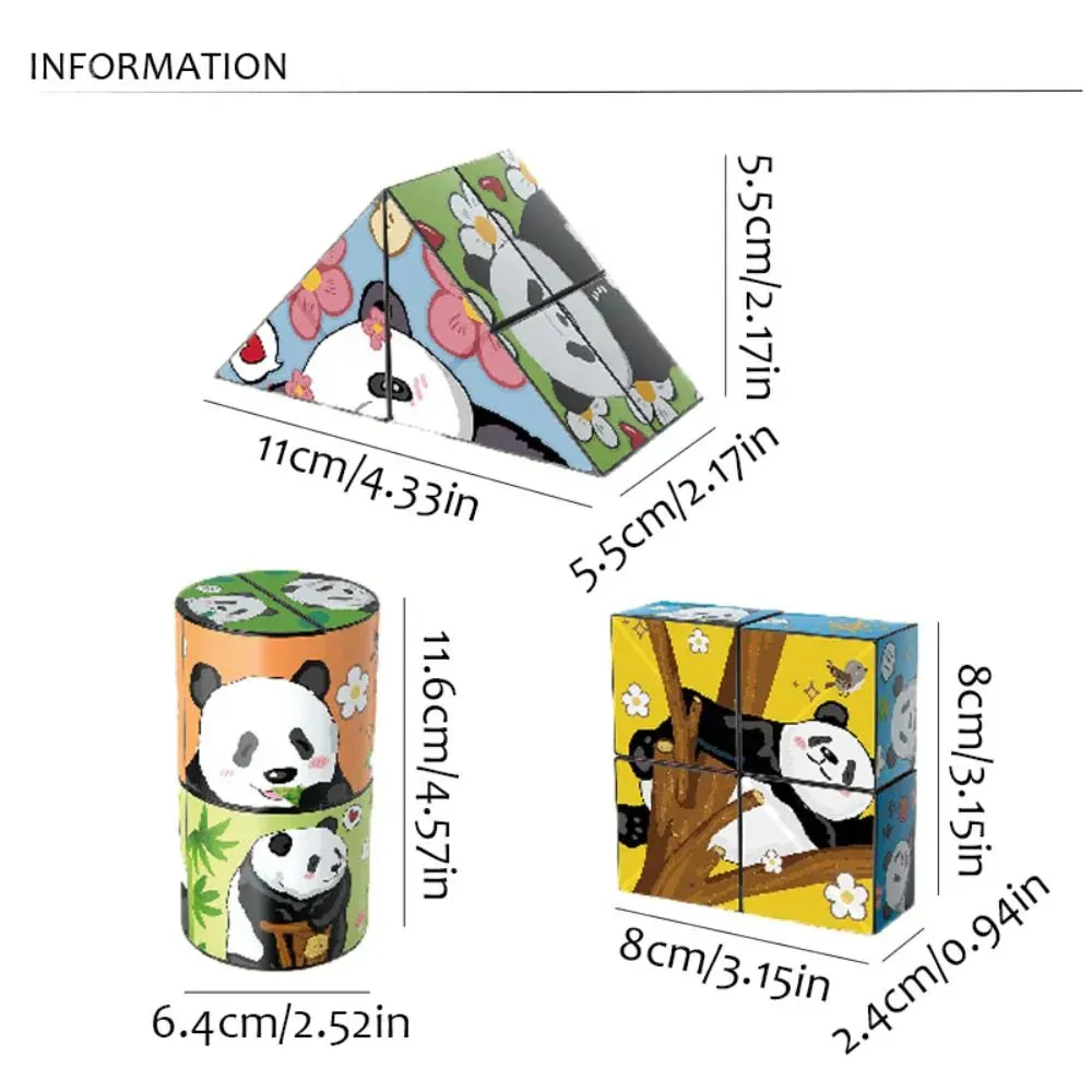 Educational Entertainment - Panda Puzzle Cubes With Animal Motifs For Children