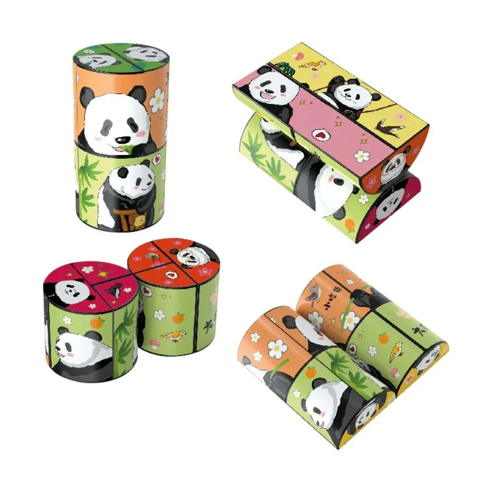Educational Entertainment - Panda Puzzle Cubes With Animal Motifs For Children