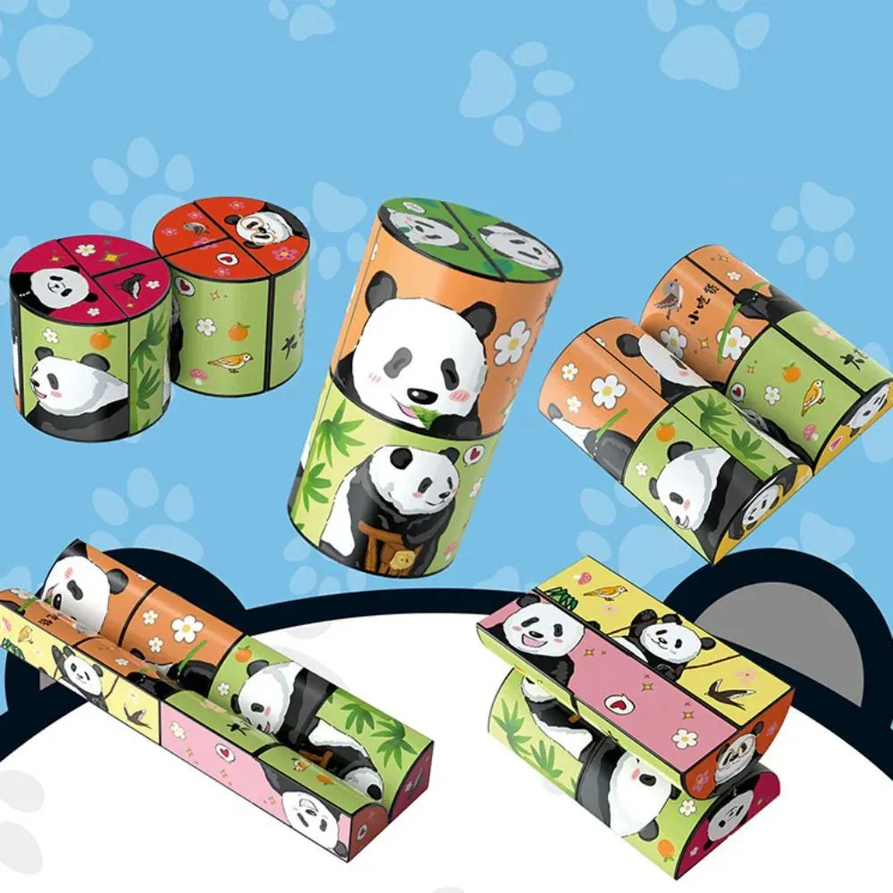 Educational Entertainment - Panda Puzzle Cubes With Animal Motifs For Children