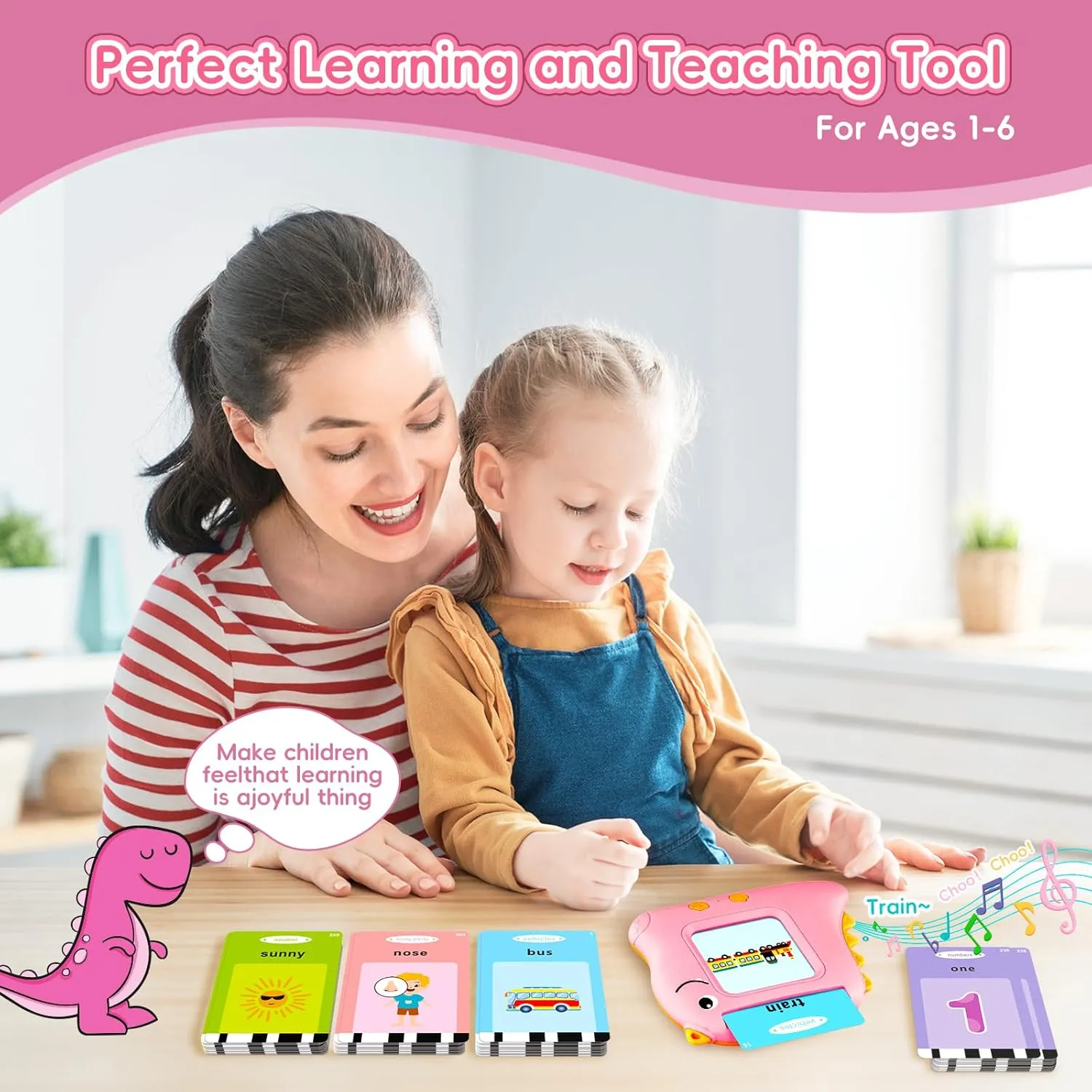 Educational Gifts for fairground Age 1 2 3 4 5 6 Years Old Boys and Girls(540 Sight Words_Pink) Talking Flash Cards for Toddlers, 540 Sight Words Flash Cards Speech Therapy Toys - Learning 