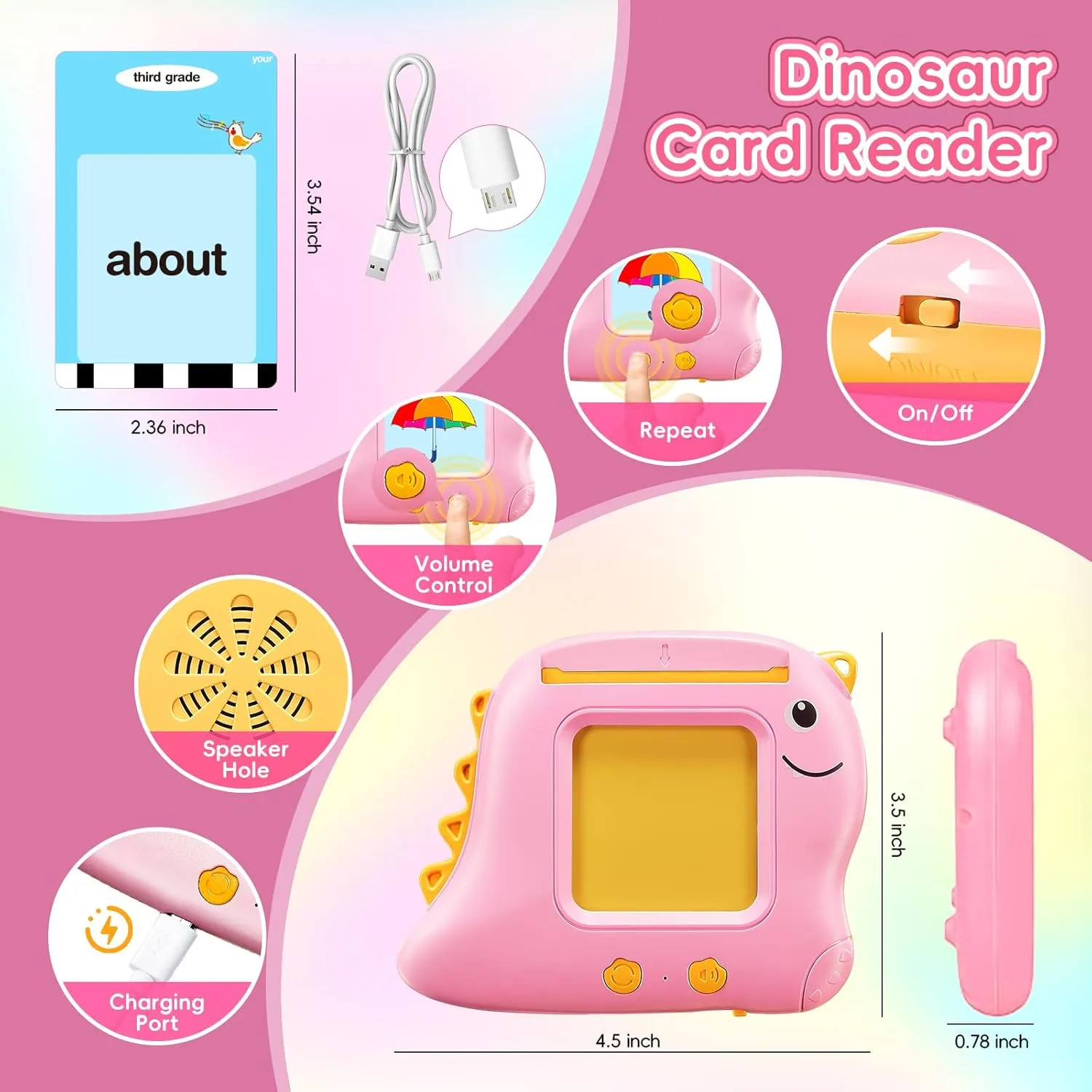 Educational Gifts for fairground Age 1 2 3 4 5 6 Years Old Boys and Girls(540 Sight Words_Pink) Talking Flash Cards for Toddlers, 540 Sight Words Flash Cards Speech Therapy Toys - Learning 