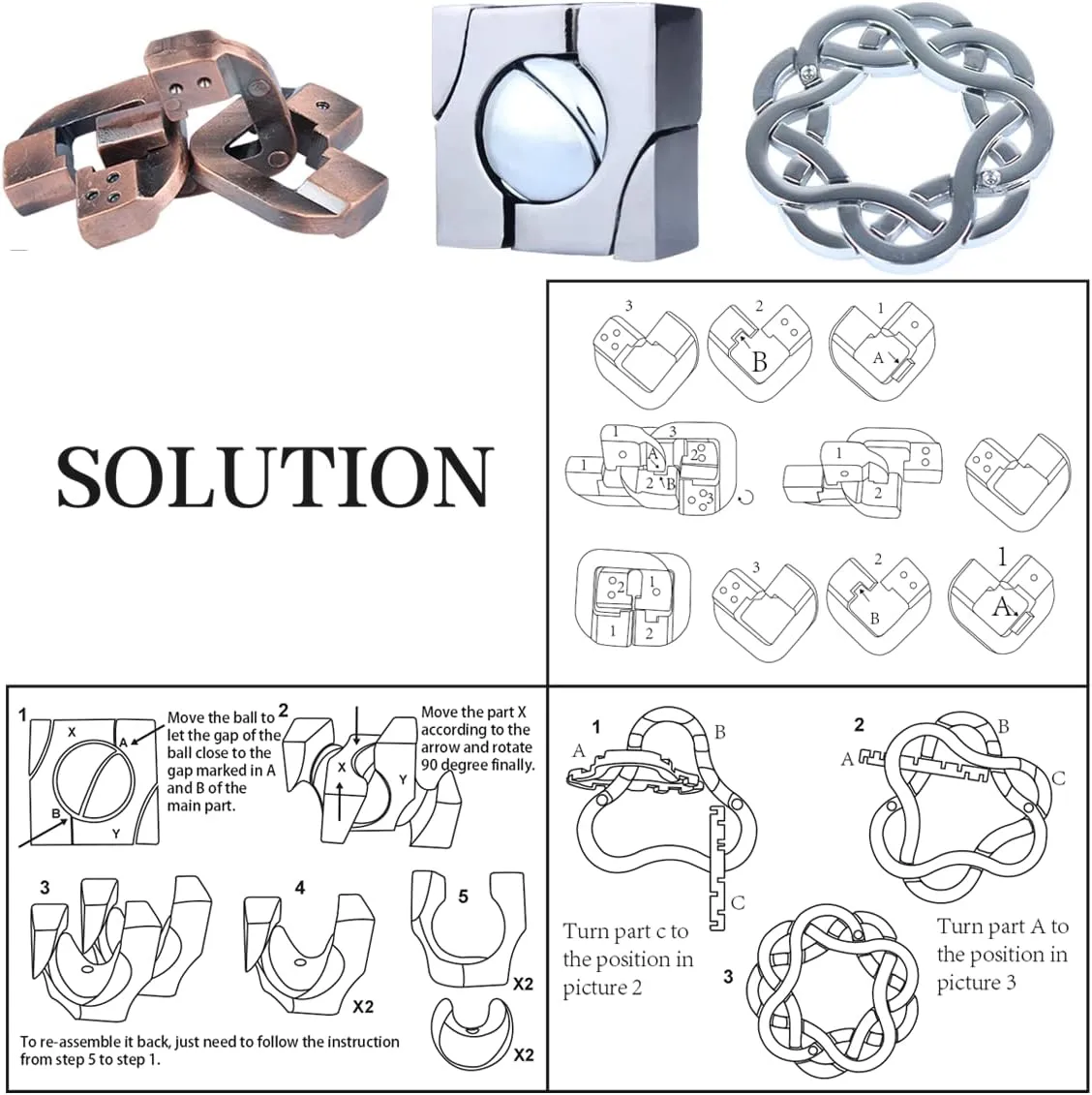 Educational Toy Games for Adults Teens Educational Toy Gift (White) Brain Teaser Puzzle for Adults Puzzles Metal Hole favorable accrete propriety rape committee viral Lock Adult 