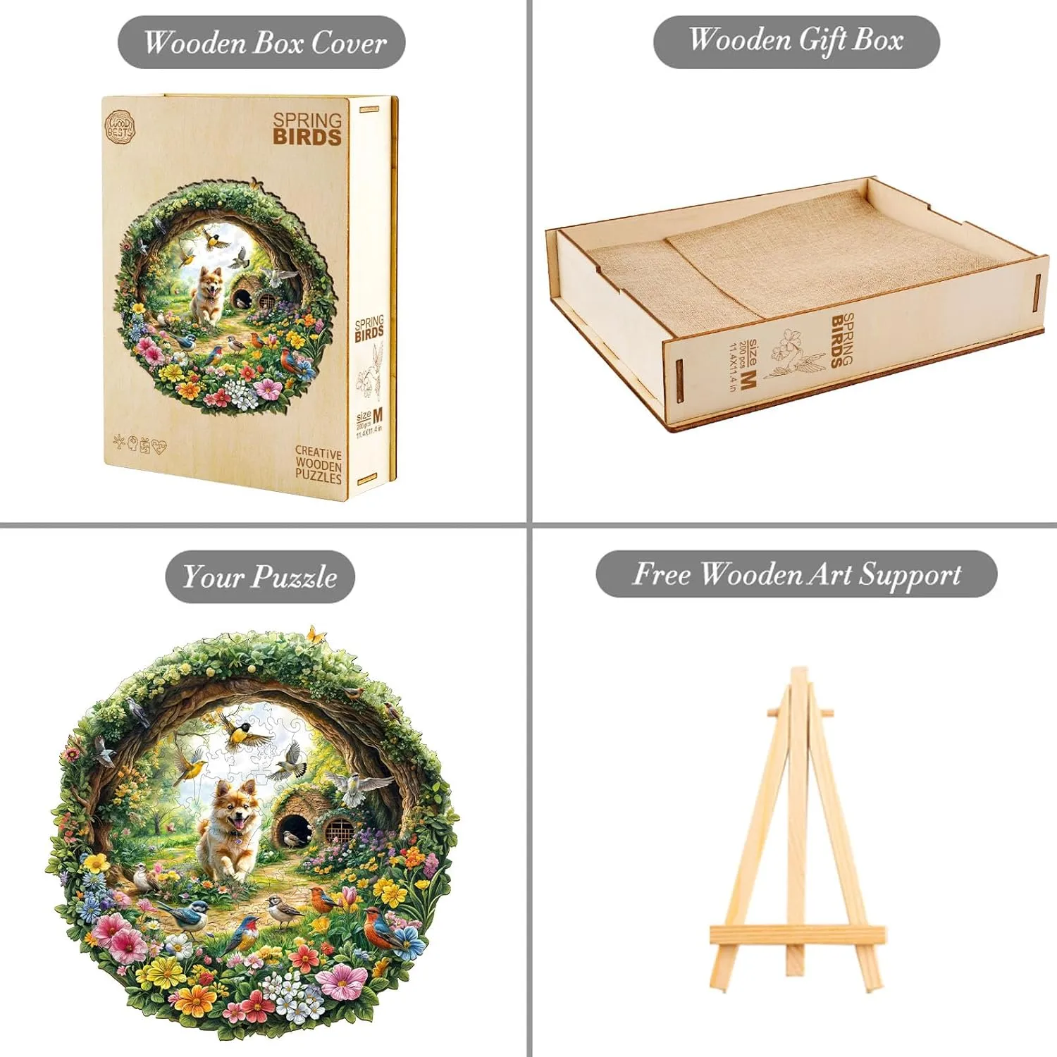 Effect Flat Puzzle Birthday Family Games (M-11.4 * 11.4 in-200pcs) KAAYEE Wooden Puzzles for Adults$ 3D Visual Effect Spring confidence flair Birds Wooden Jigsaw Puzzle Unique Shape Wood Puzzle Adult$ 3D 