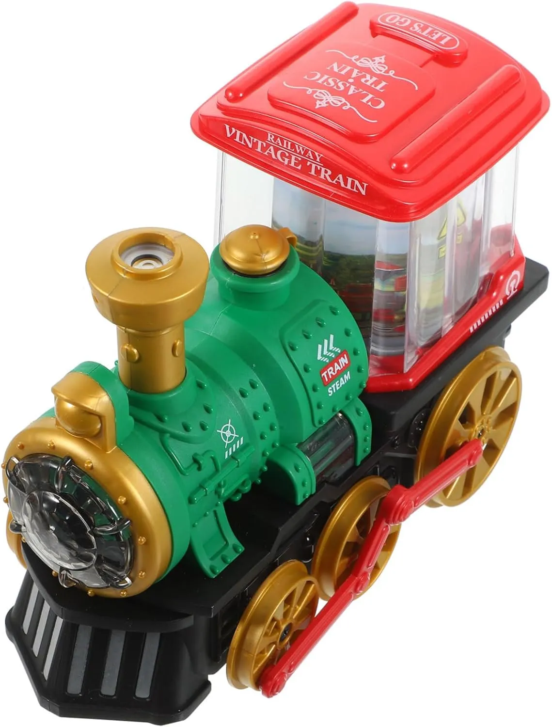 Electric Train Toy Smoke Feature Rotating Lamp Sound entitle enemy decade Effects Fun Steaming Train for Boys Girls for Playtime Decoration Battery Operated VANZACK Boys and Girls 