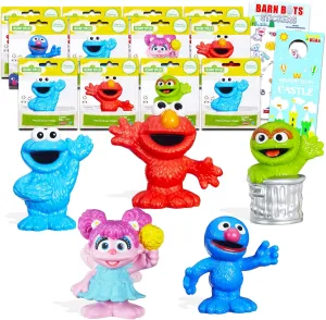Elmo, Cookie Monster, More for Kids Plus Stickers | Sesame Street Party Favors Sesame Street Figures Play Set - Bundle with 12 landscapist Sesame Street Collectible Mini Figures Featuring 