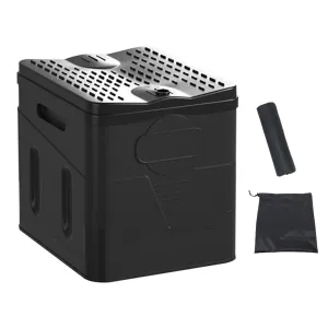 Emergency Toilet Anti-Odor Outdoor Toilet Portable Trash Can(Black 3PCS fearsome Set) Folding Toilet Portable Collapsible Car Toilet Self-Driving Travel 